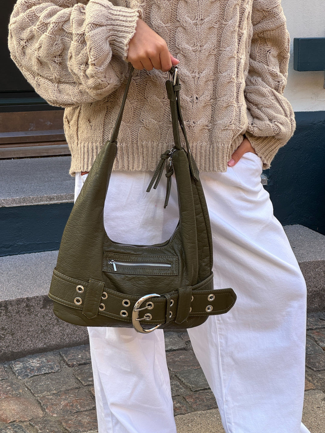 Ayla buckle skuldertaske - Grøn