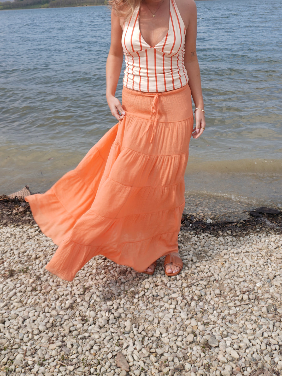 Emilia maxi nederdel - Orange