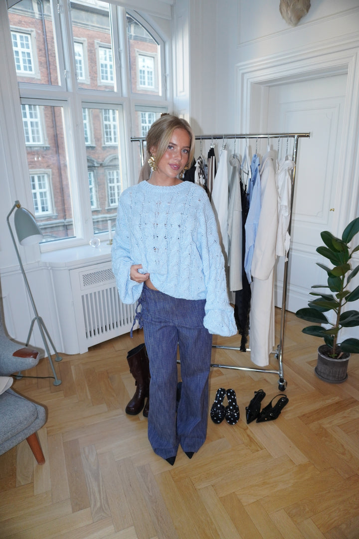 Anora chunky striktrøje - Lyseblå