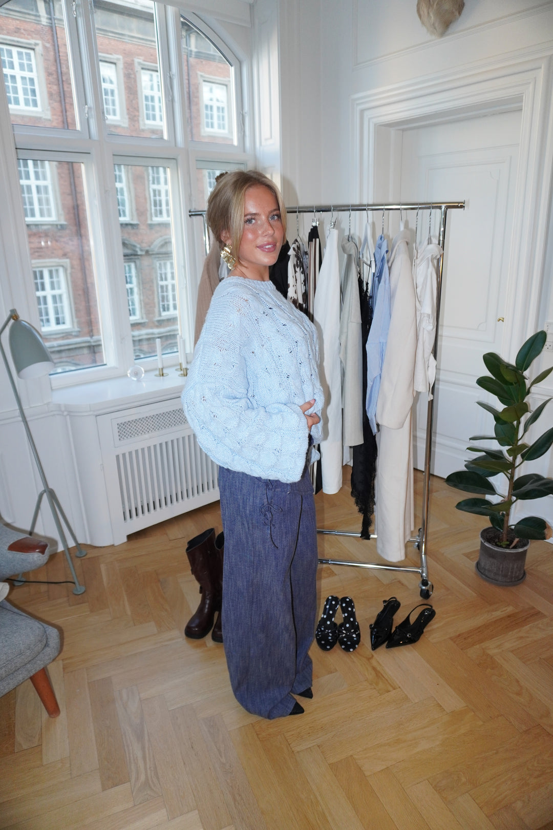 Anora chunky striktrøje - Lyseblå