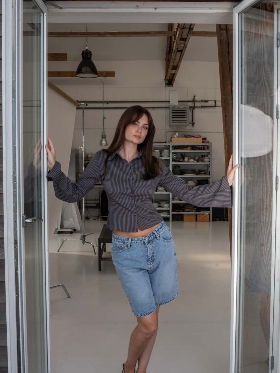 Alicia Figursyet Skjorte Grå