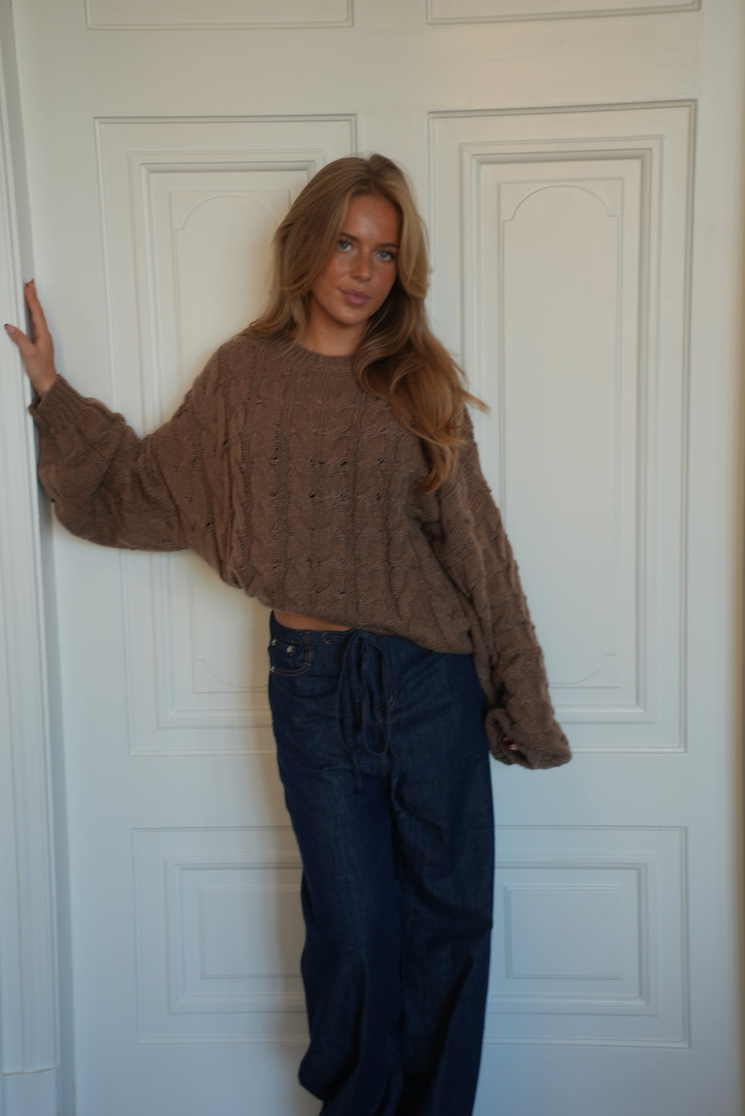 Anora chunky striktrøje - Brun