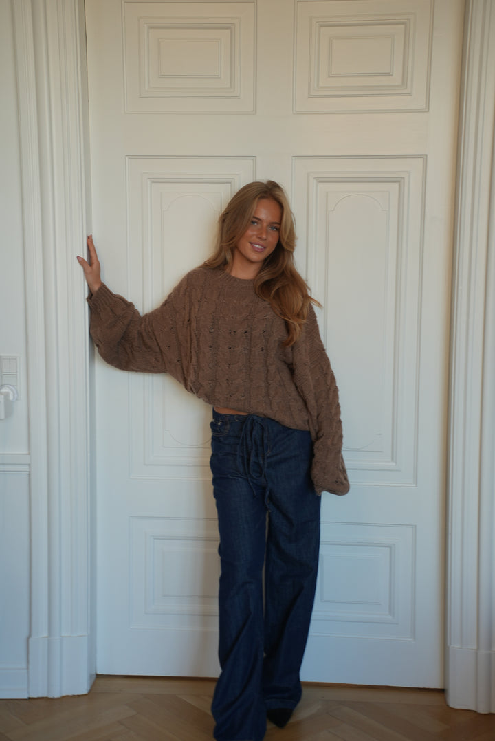 Anora chunky striktrøje - Brun
