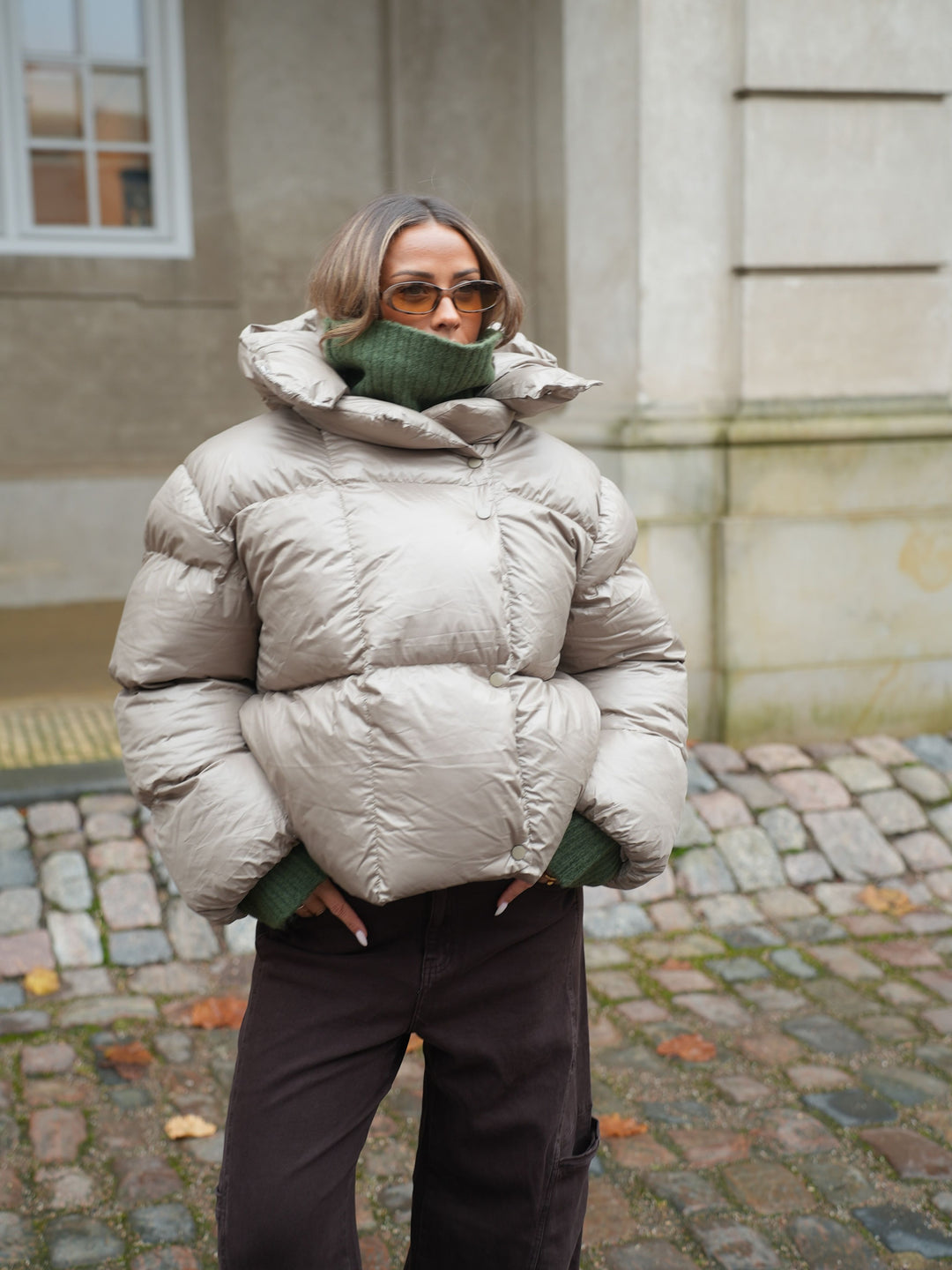 Ellinor puffer jakke - Sage