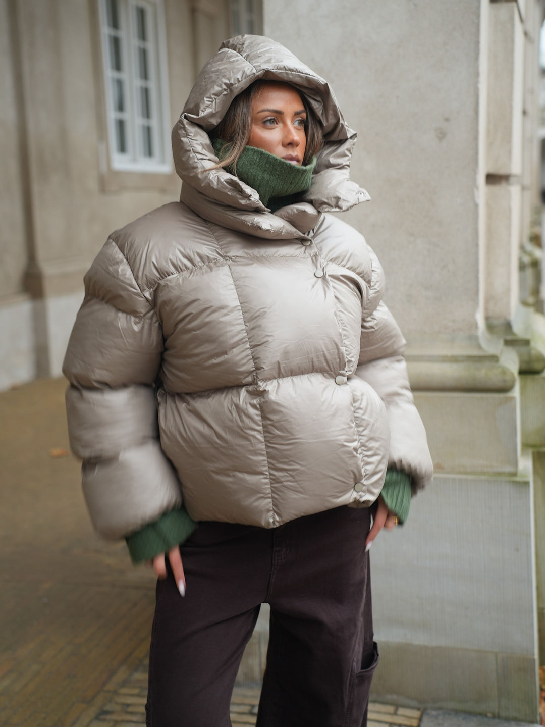 Ellinor puffer jakke - Sage