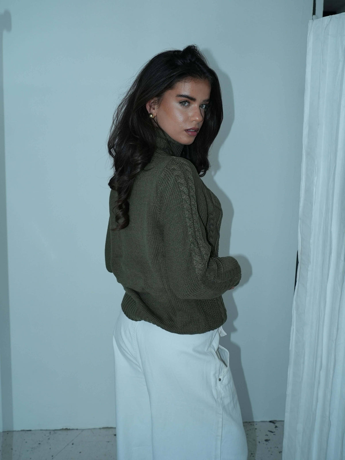 Elvira Turtleneck Striktrøje Mørkegrøn