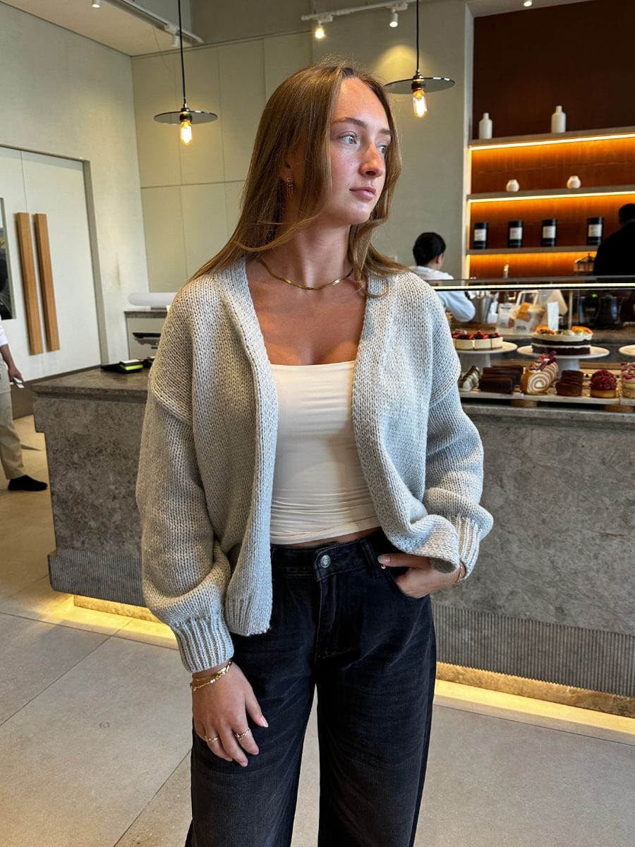 Emery Strik Cardigan Lysegrå