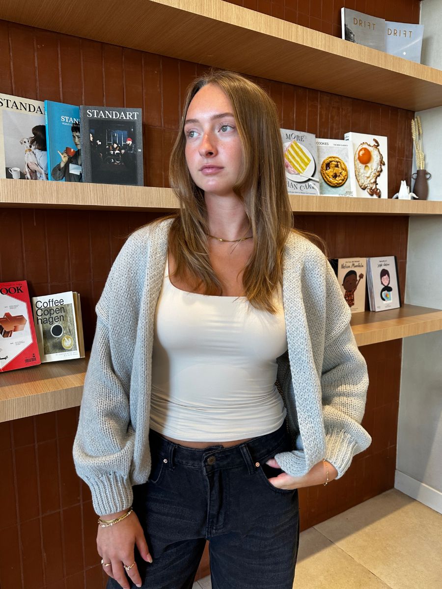 Emery strik cardigan - Lysegrå