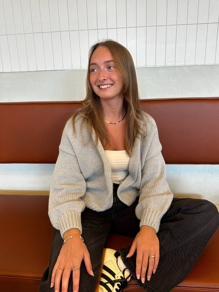 Emery strik cardigan - Lysegrå