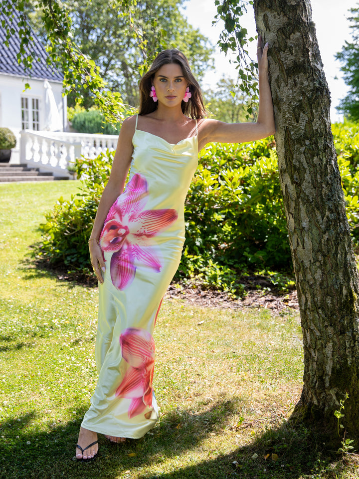 Lila maxi flora kjole - Lysegul