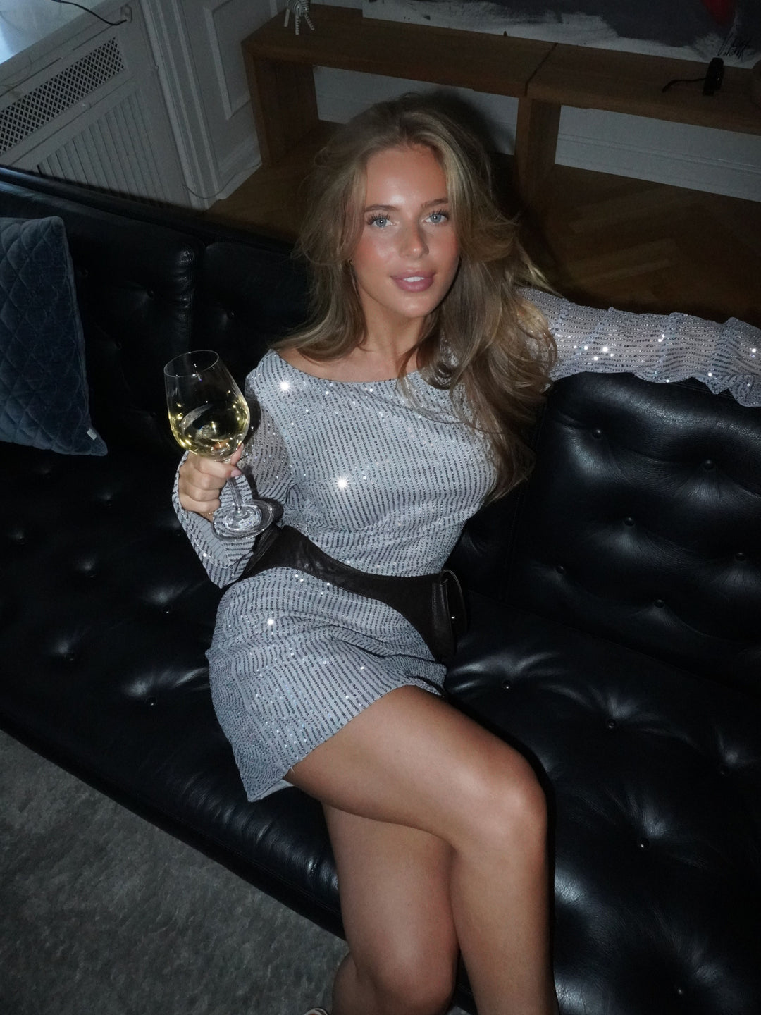 Giulia glitter kjole - Grå