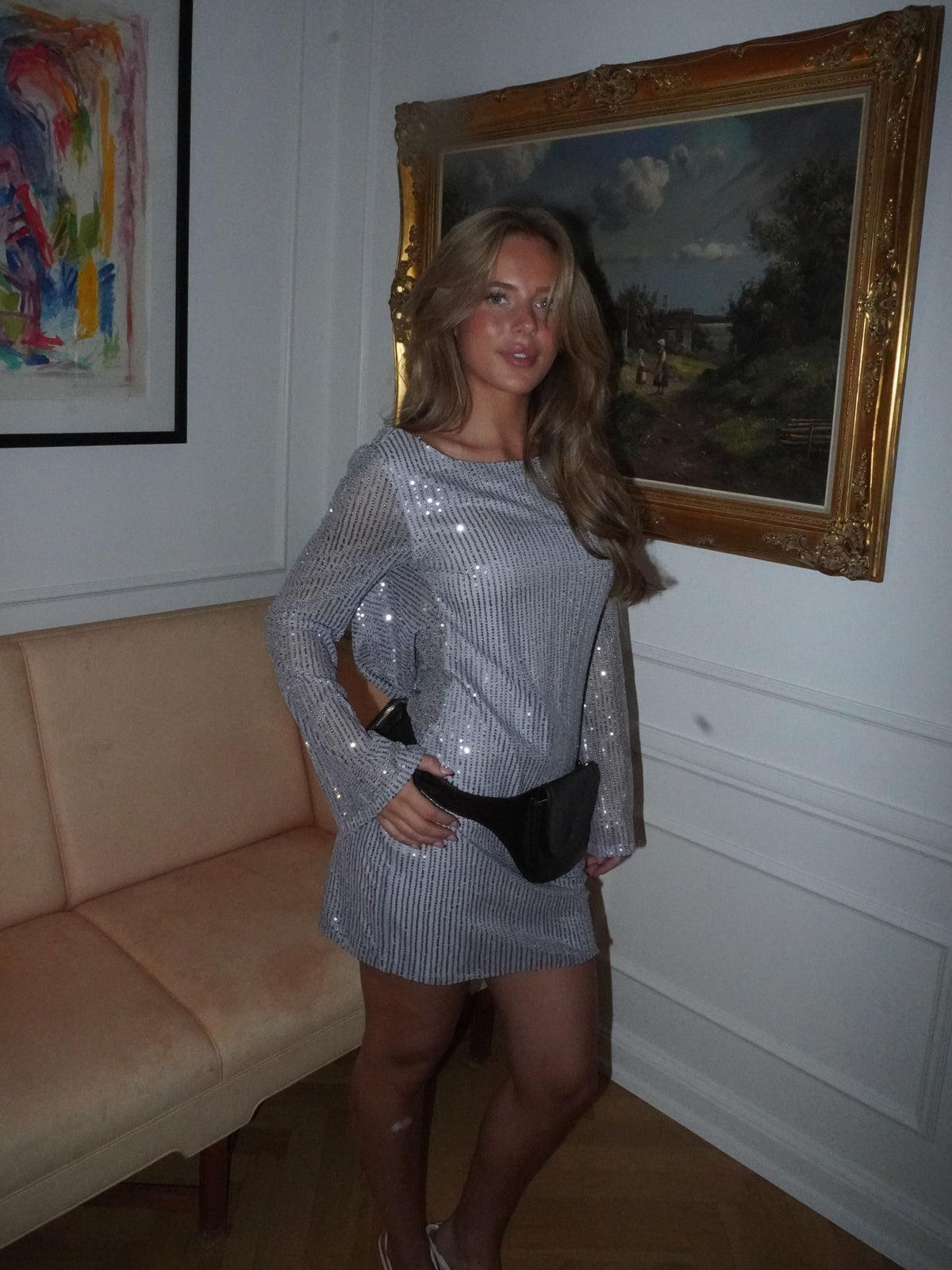 Giulia Glitter Kjole Grå