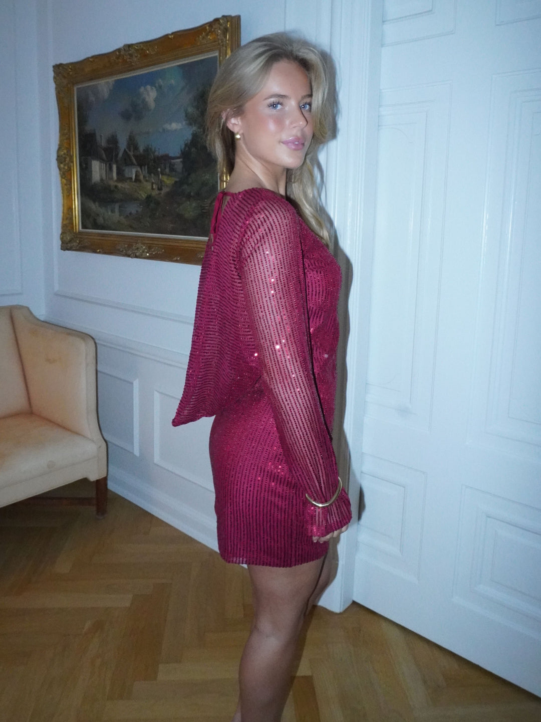 Giulia glitter kjole - Mørkerød