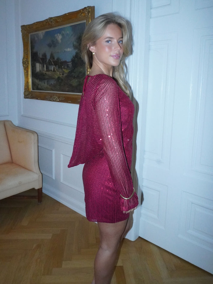 Giulia glitter kjole - Mørkerød