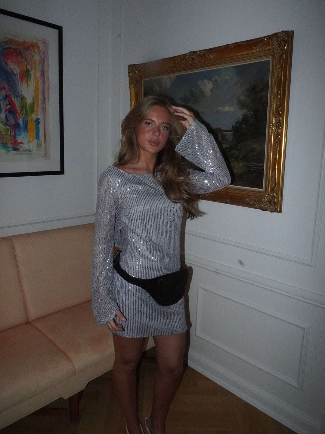 Giulia glitter kjole - Grå