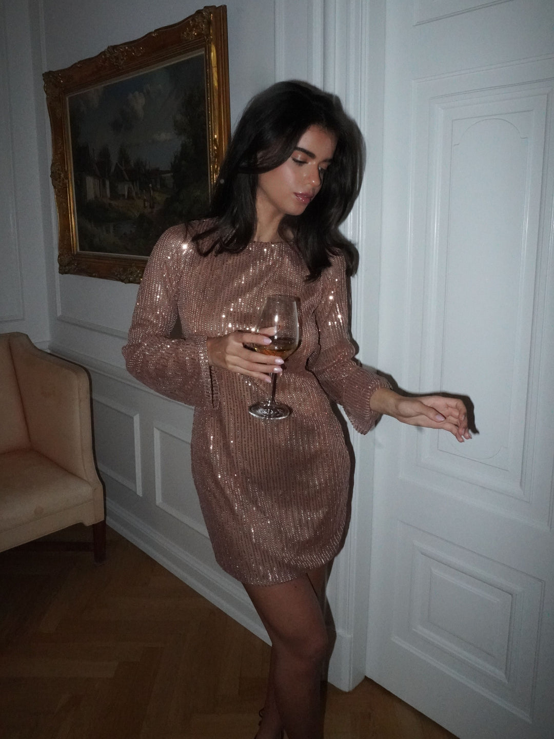 Giulia glitter kjole - Brun