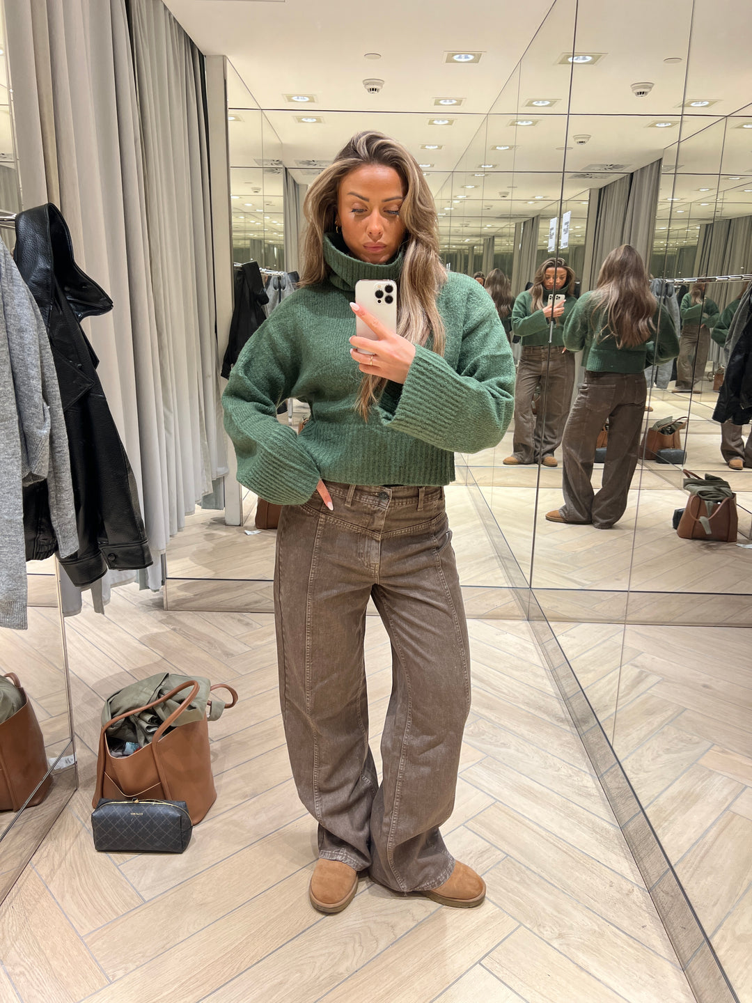 Elly high neck strik - Mørkegrøn