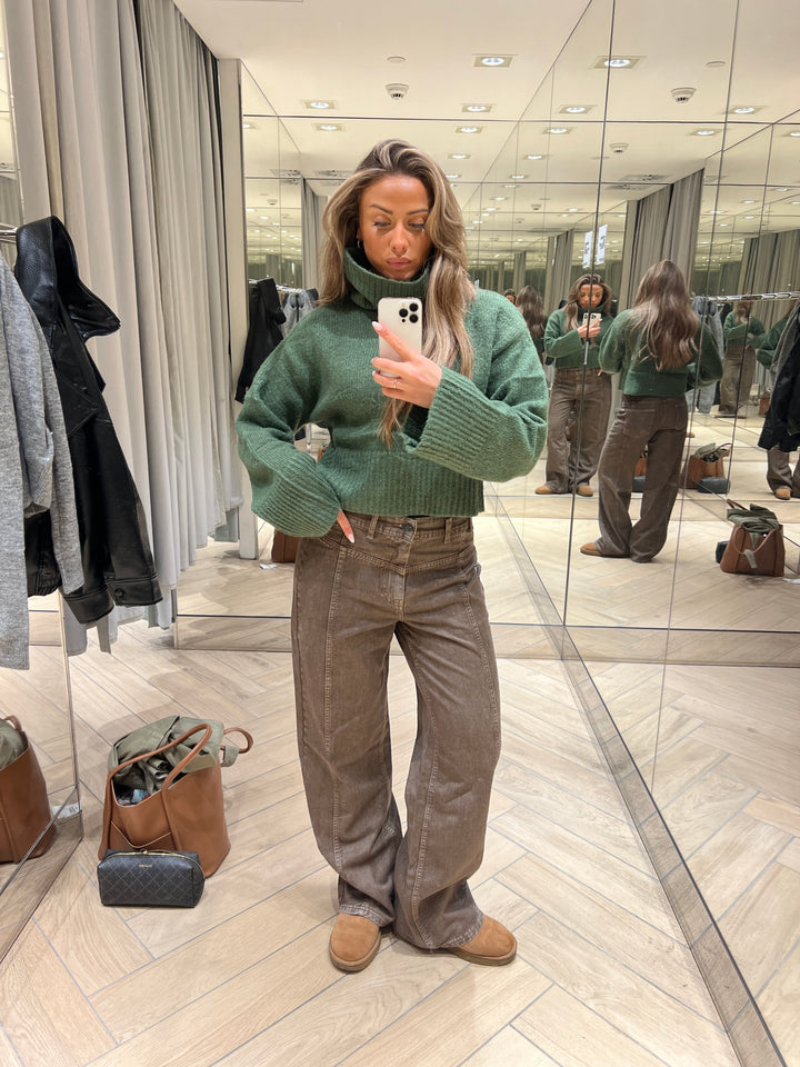 Elly high neck strik - Mørkegrøn