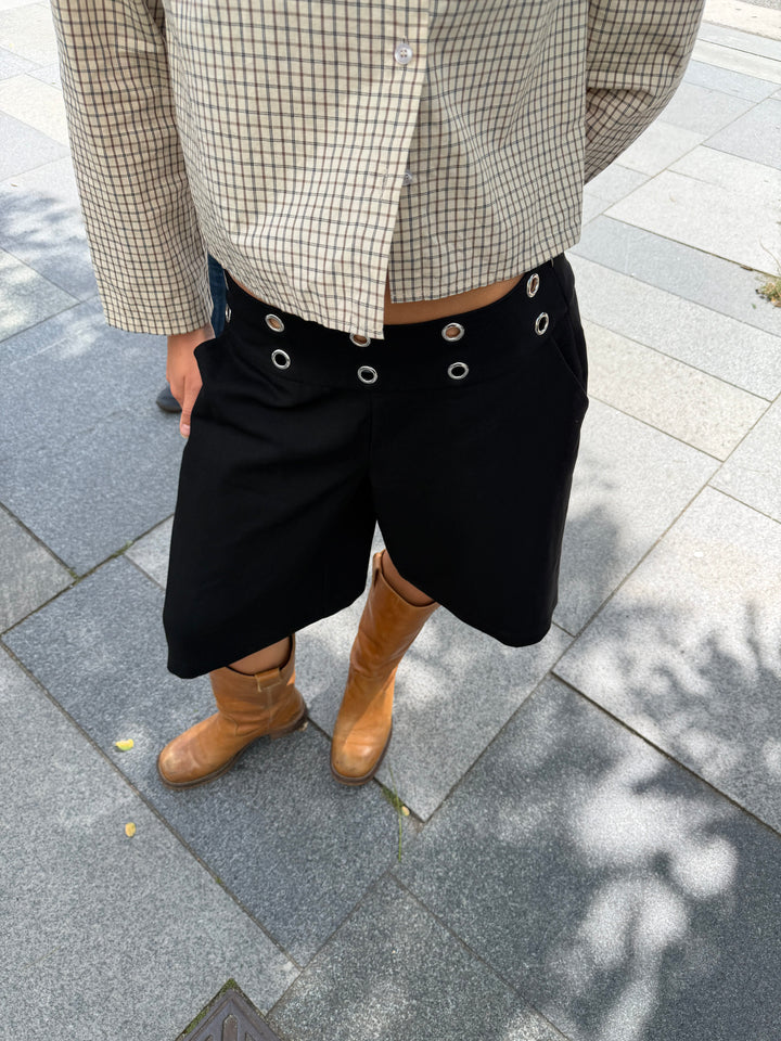Lara eyelet bermuda shorts - Sort