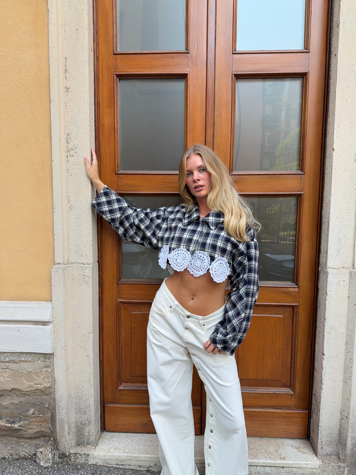 Cleo Hæklet Blazer Mørkeblå