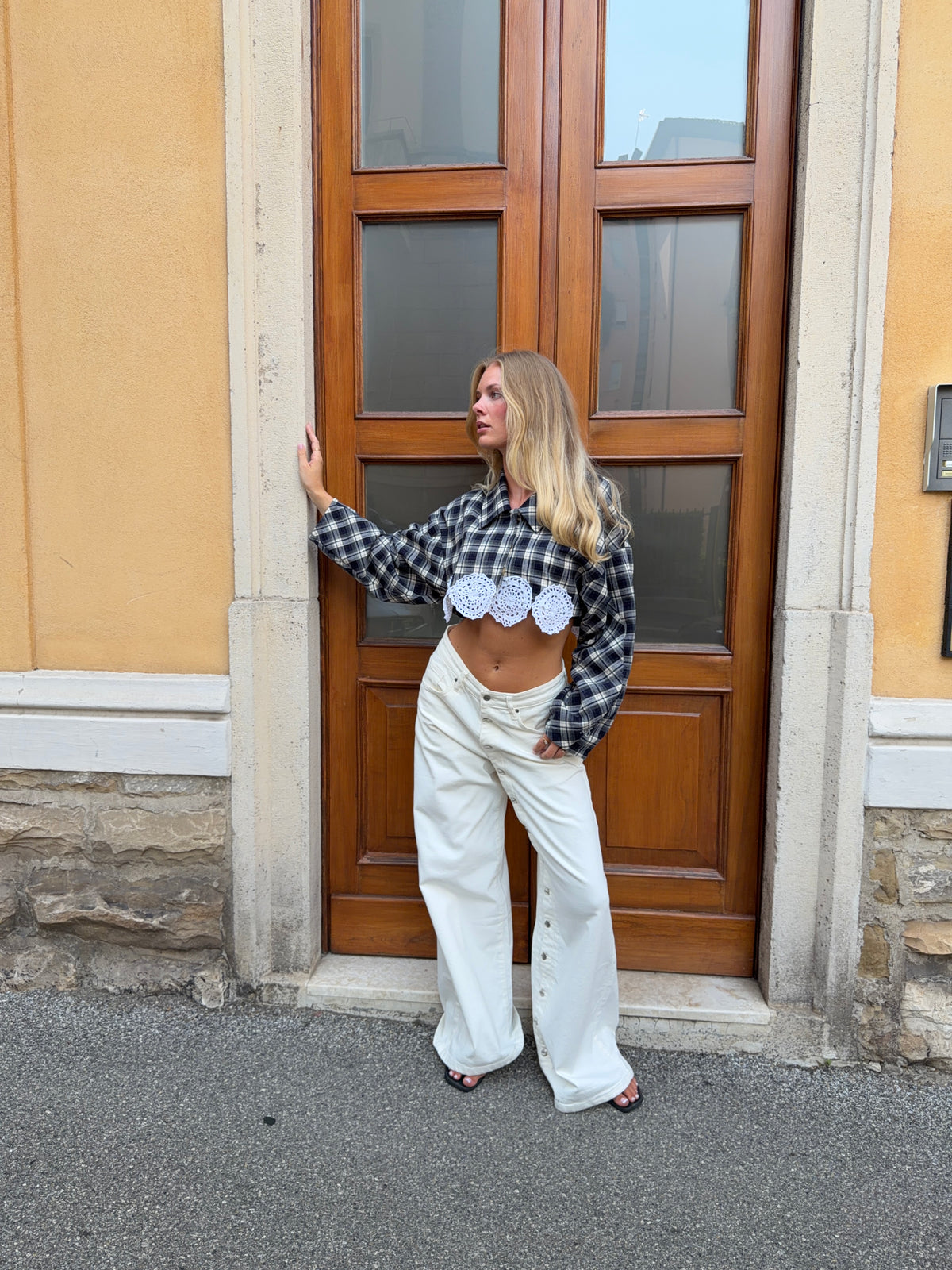 Cleo Hæklet Blazer Mørkeblå