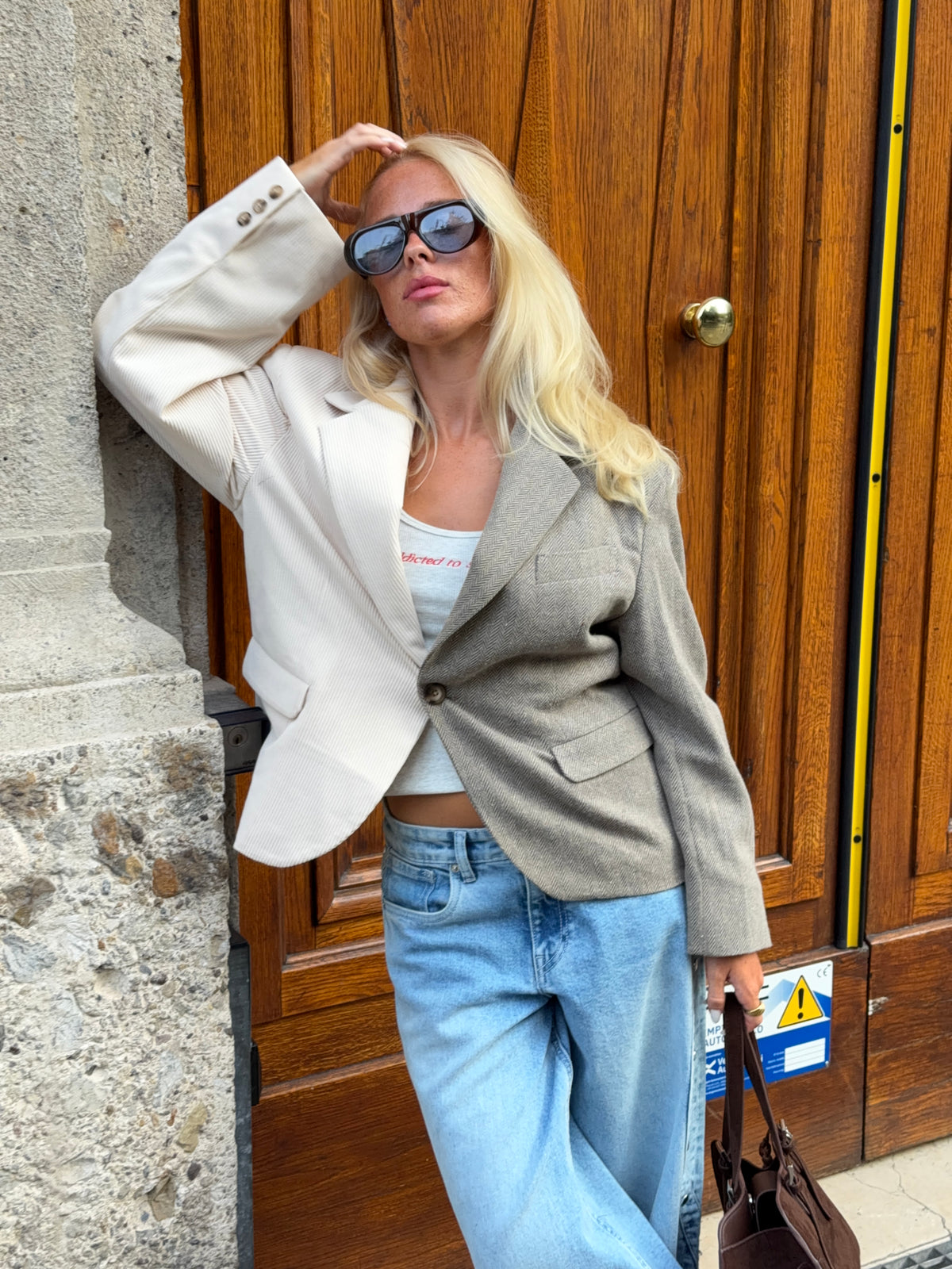 Anine Dobbelt Blazer Cremehvid
