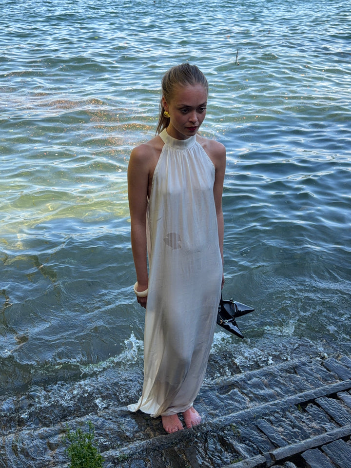 Rigmor high neck maxi kjole - Creme hvid