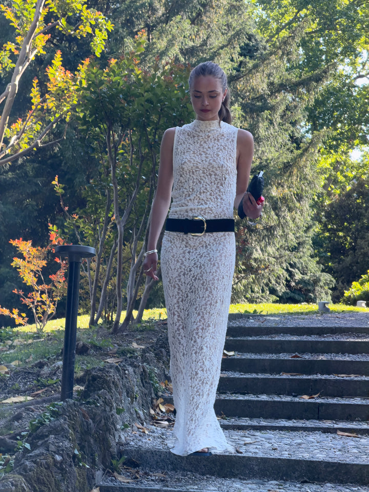 Rona blonde maxi kjole - Hvid