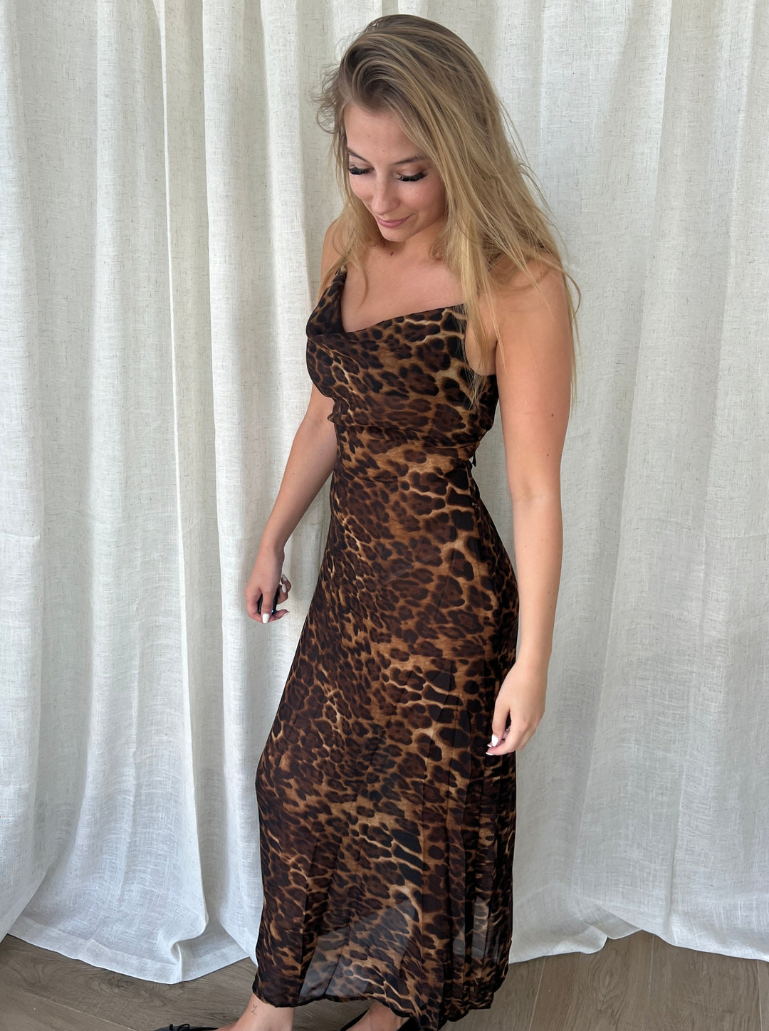 Mocca leopard maxi kjolen