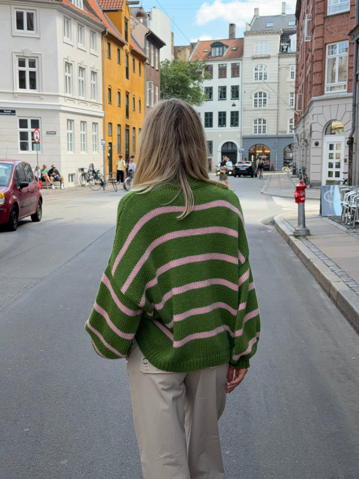 Embla Stribet Striktrøje Rosa