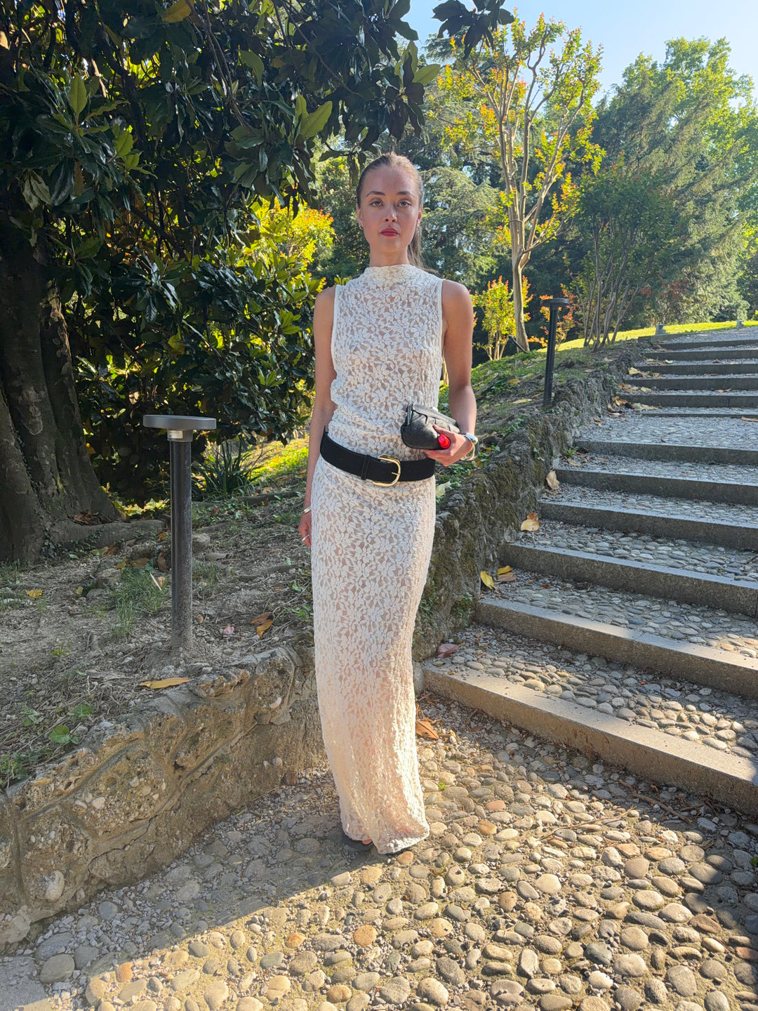 Rona blonde maxi kjole - Hvid