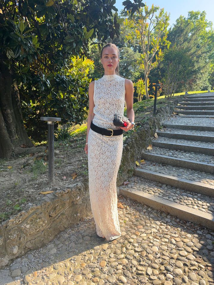 Rona blonde maxi kjole - Hvid