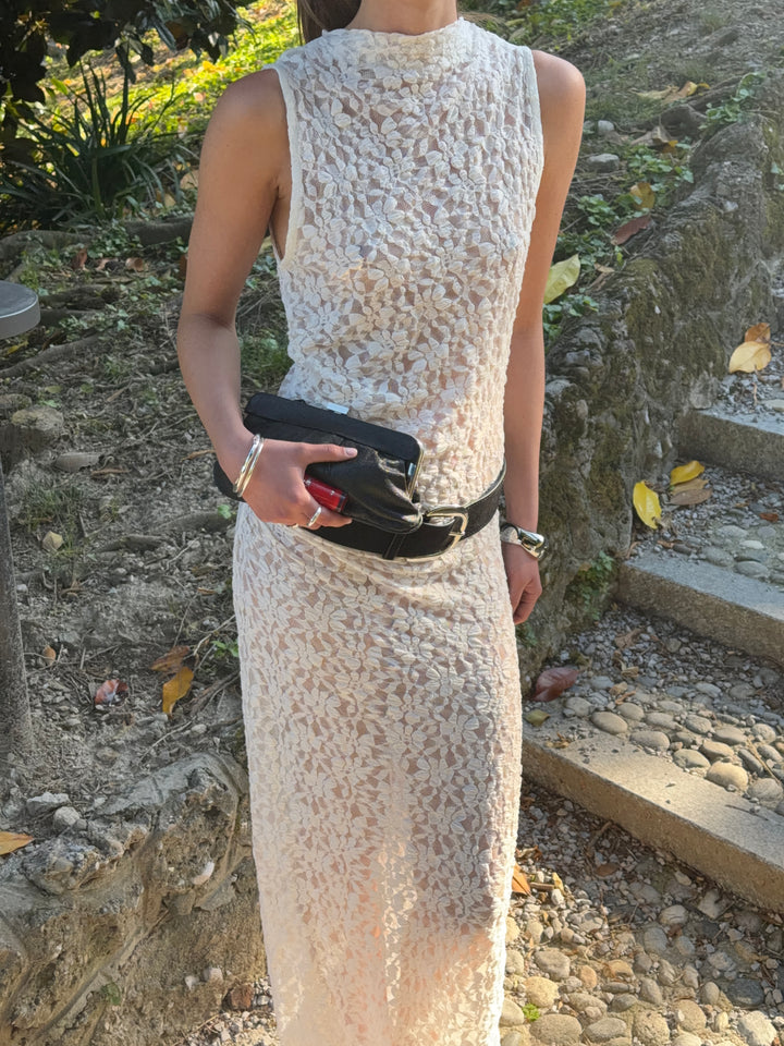 Rona blonde maxi kjole - Hvid