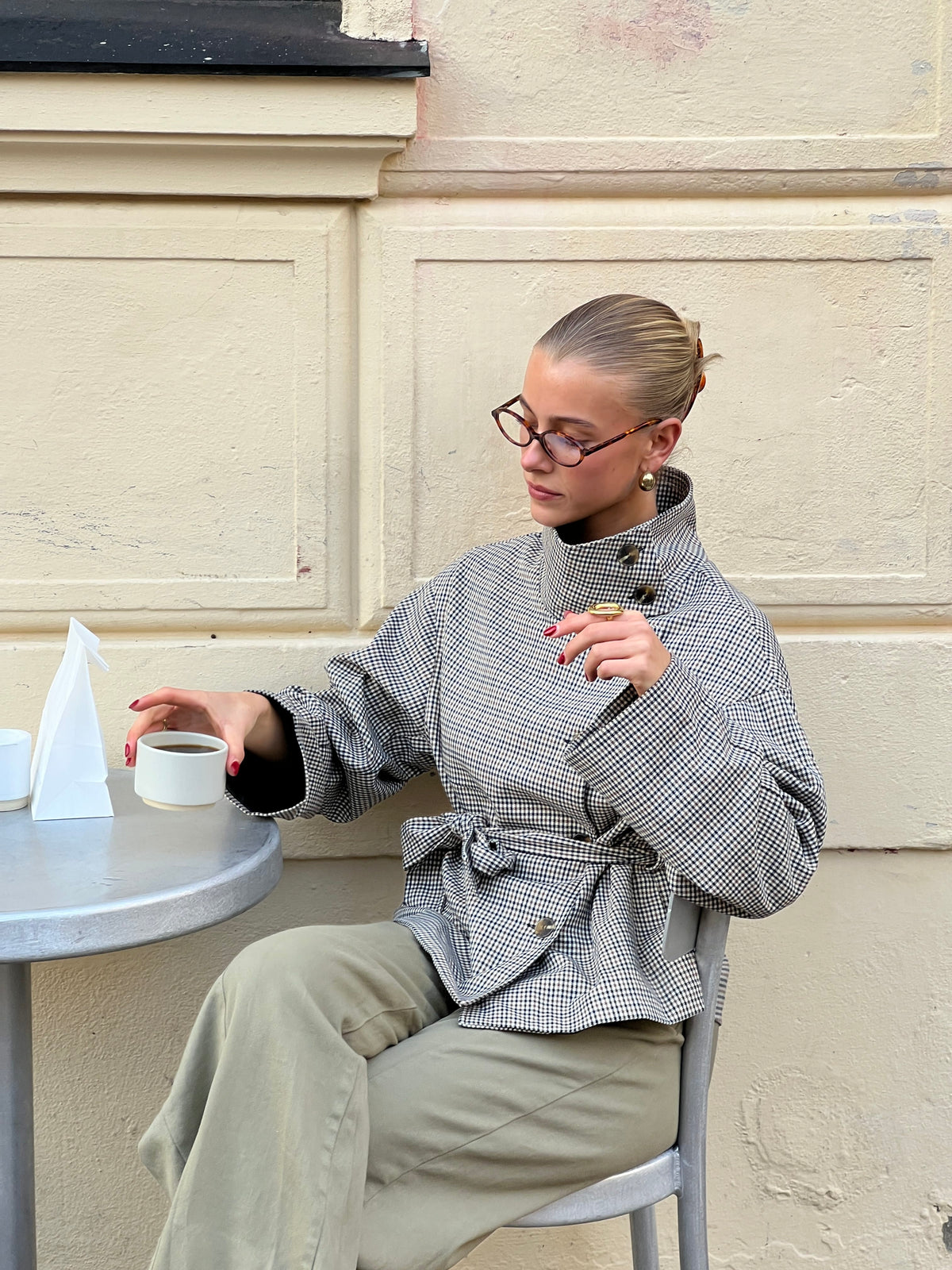 Alessia Funnel Neck Jakke Ternet