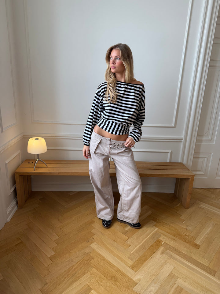 Ester bælte­detalje bukser - Taupe