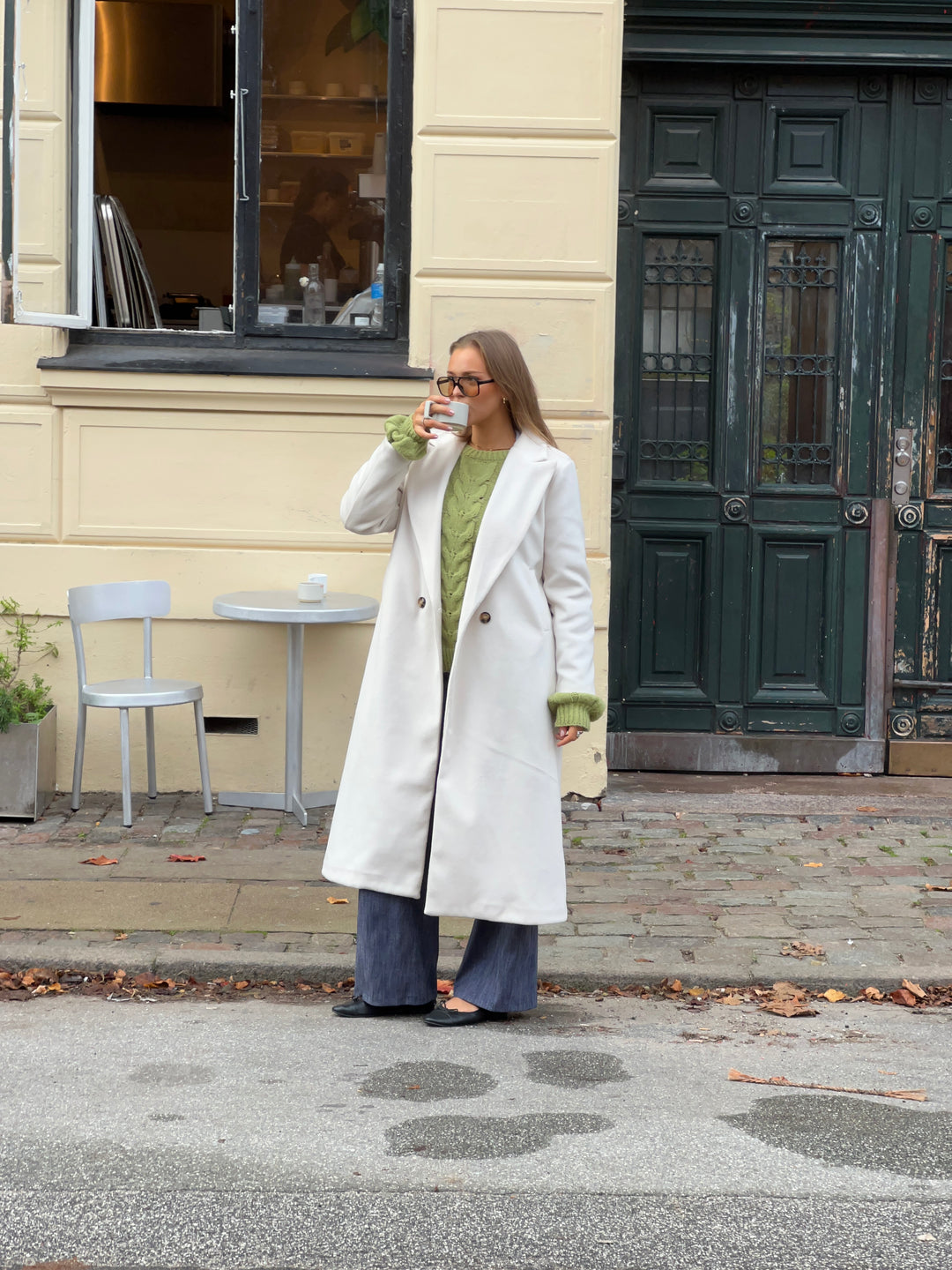 Kelly lang frakke - Hvid