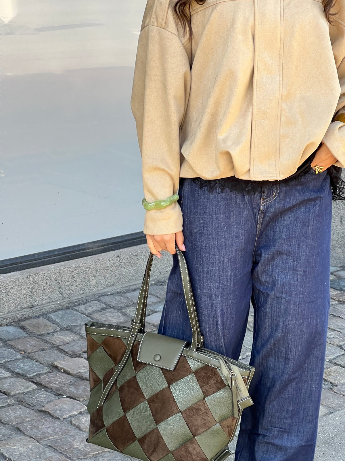 Ina Bølget Armbånd Limegrøn