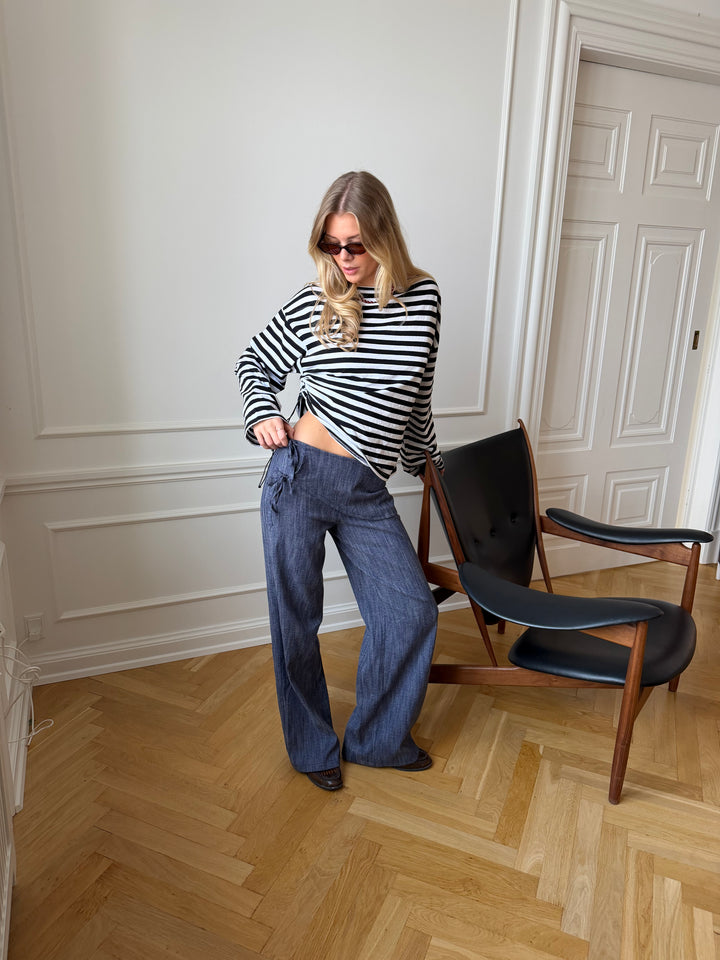Ida stribet polo - Sort/Hvid