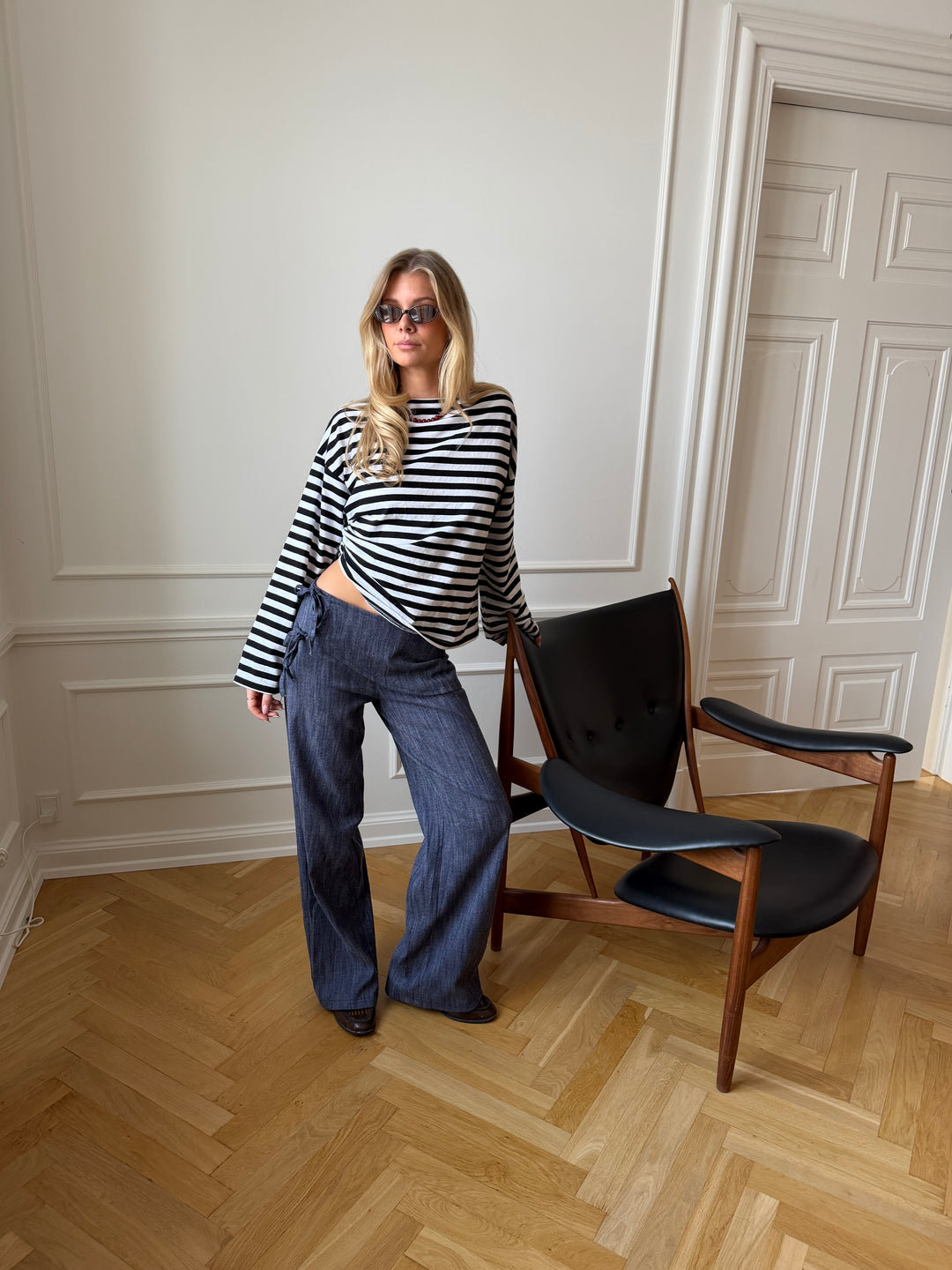 Ida stribet polo - Sort/Hvid