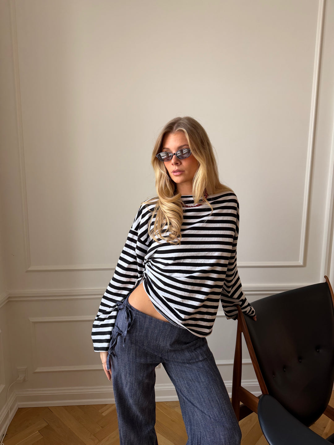 Ida stribet polo - Sort/Hvid