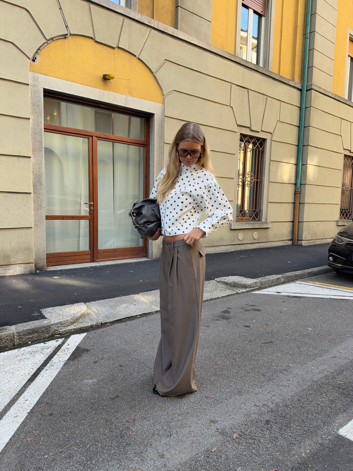 Holly løse suit pants - Brun mélange