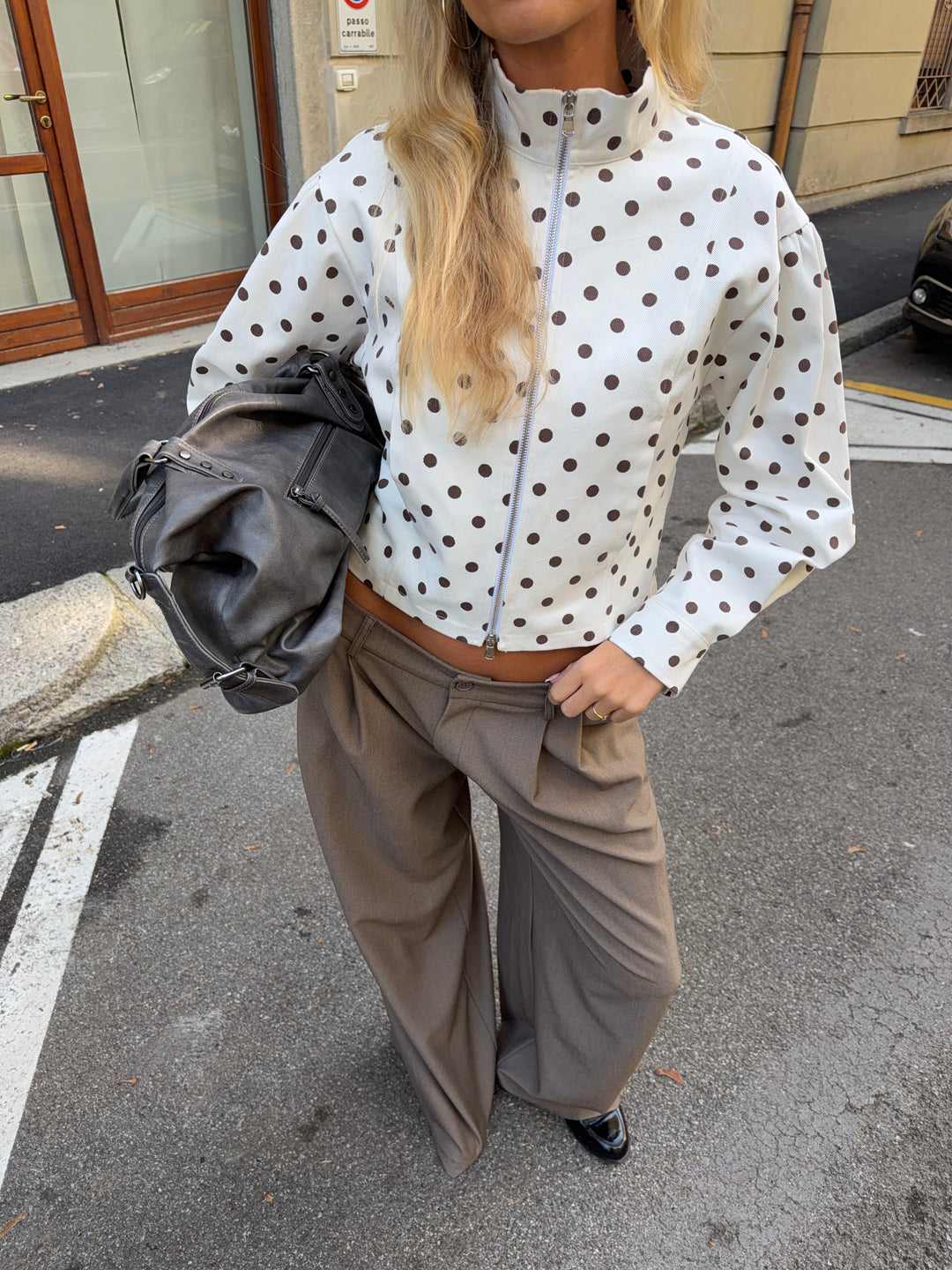Holly løse suit pants - Brun mélange