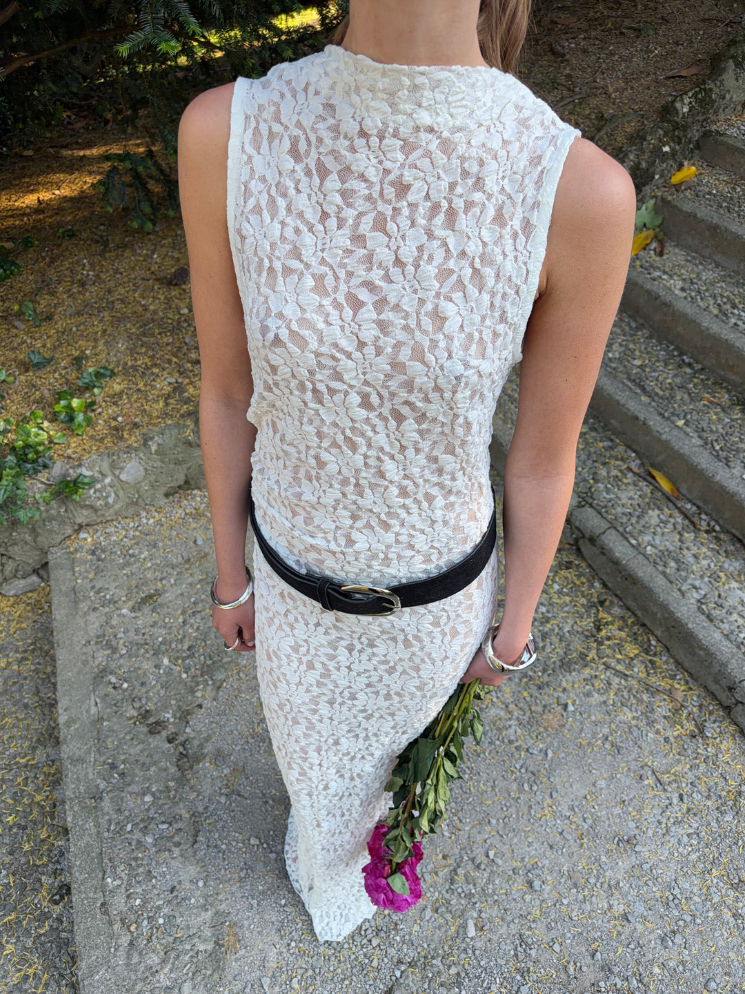 Rona blonde maxi kjole - Hvid