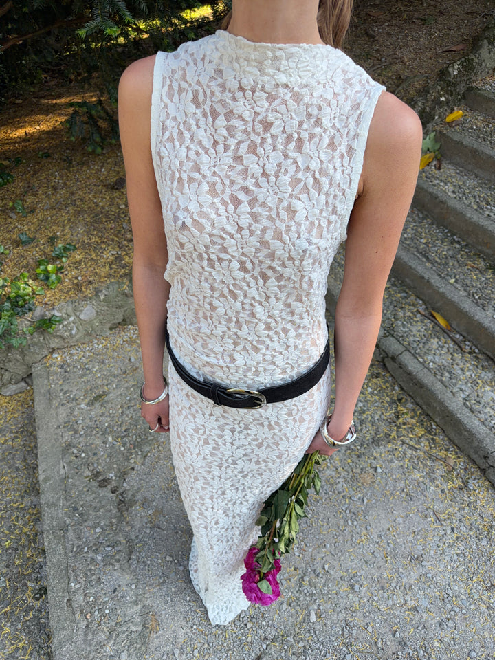 Rona blonde maxi kjole - Hvid