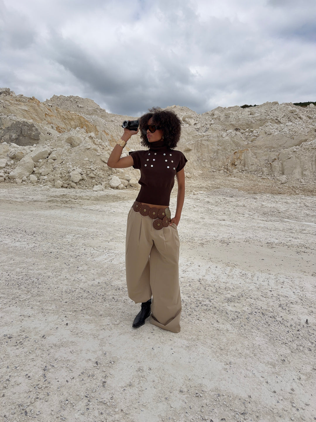 Holly løse suit pants - Beige