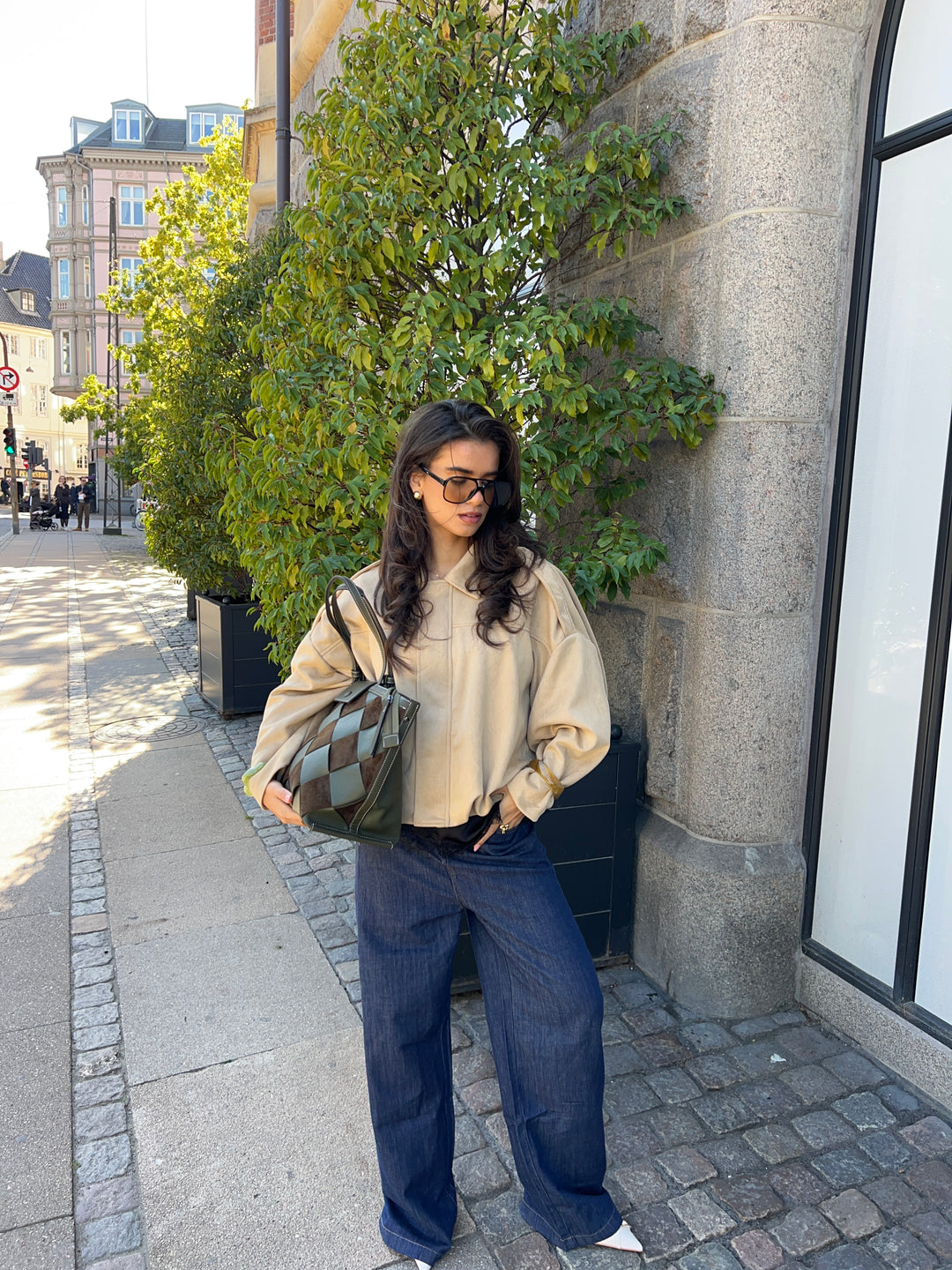 Arlinda ruskind bomber jakke - Beige