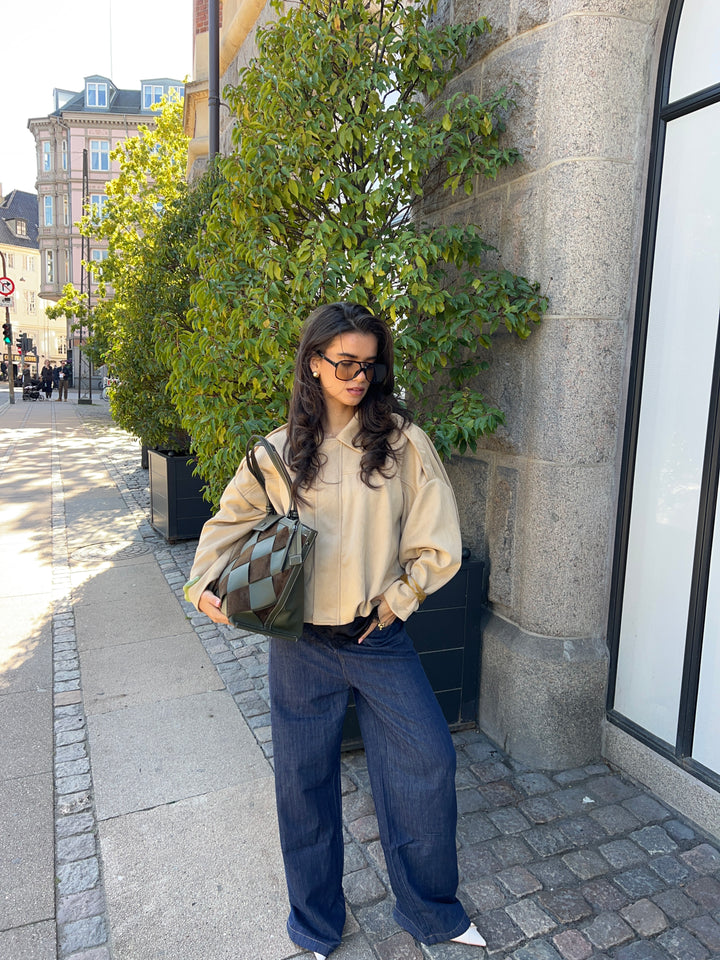 Arlinda ruskind bomber jakke - Beige