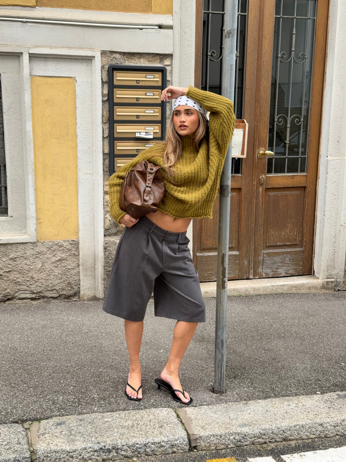 Carla Chunky Striktrøje Olivengrøn