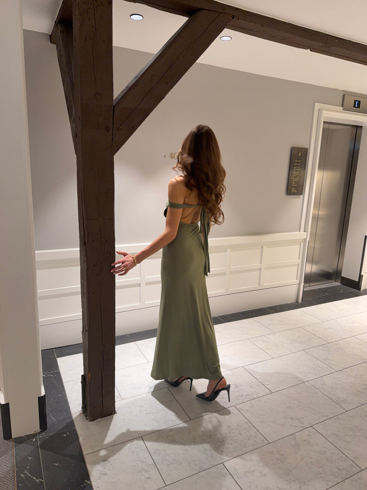 Gela åben ryg maxi kjole - Sage