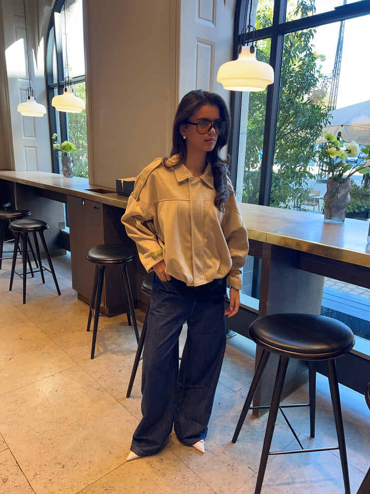 Arlinda ruskind bomber jakke - Beige